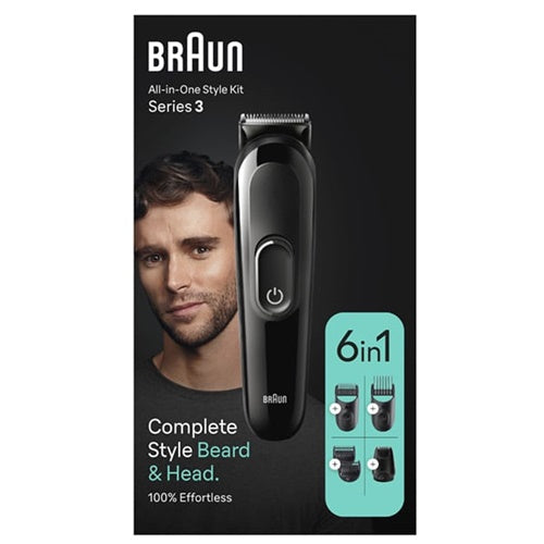Braun All-In-One-Styling-Set 3 (MGK3410) trimer, Serija 3, suho brijanje, nastavci, crna