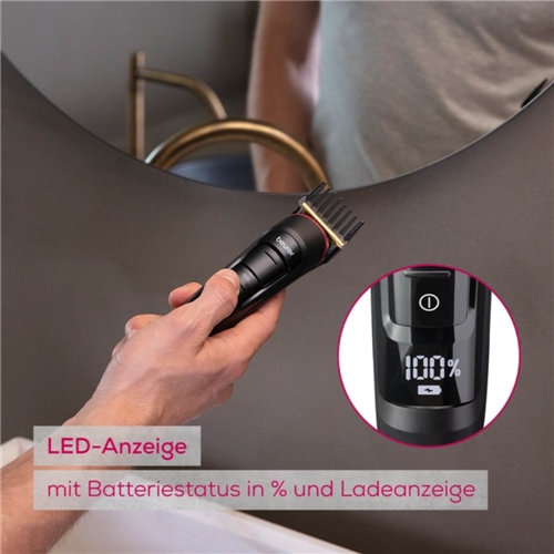 Strižnik las Beurer MN9X, nastavljiva dolžina, LED-zaslon, brezžično delovanje, polnilna baterija, črn