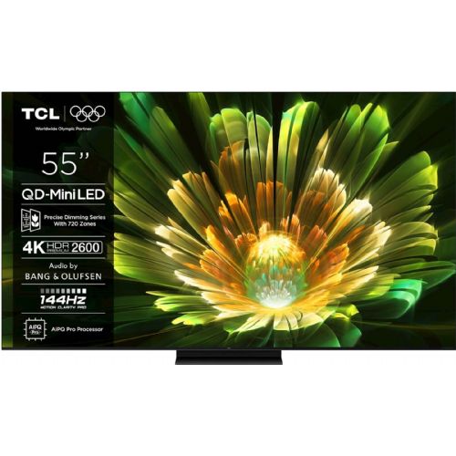 Televizor TCL 55C79K 139 cm (55''), 3840 x 2160 (4K UHD), QD-Mini LED HDR PREMIUM, Google TV, 144Hz, Ozvočeno z Bang & Olufsen 55C79K