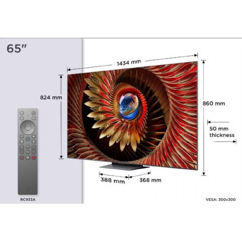 Televizor TCL 65C81K 165 cm (65''), 3840 x 2160 (4K UHD), Mini QLED, 144 Hz, Google TV, 144Hz, Ozvočeno z Bang & Olufsen 65C81K