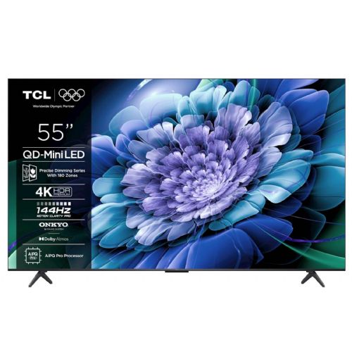 TCL TV 139 cm (55''), 3840 x 2160 (4K UHD), QD-Mini LED TV 55C69K, Google TV, 144Hz, Onkyo zvuk s Dolby Atmos 55C69K
