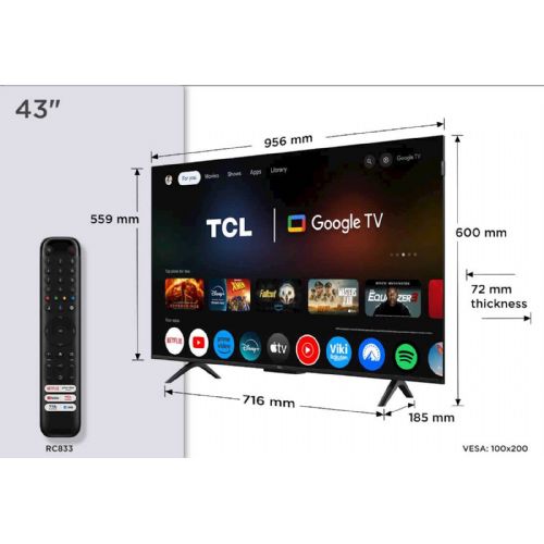 Televizor TCL 43P79K 108 cm (43''), 3840x2160 (4K UHD), QLED, Google TV,Dolby Vision & Atmos