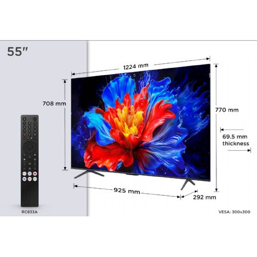 Televizor TCL 55P81K, 139 cm (55"), 4K QLED, Dolby Vision, Dolby Atmos, Google TV