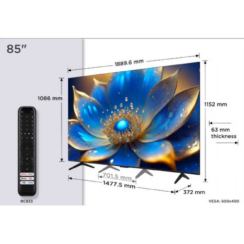Televizor TCL 85P71K 215 cm (85''), 3840x2160 (4K UHD), QLED, Google TV,Dolby Vision & Atmos 85P71K