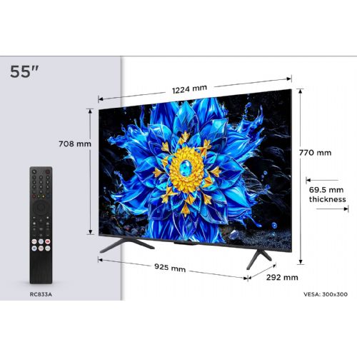 Televizor TCL 55P8L QD-Mini LED, 4K, 144 Hz, Dolby Vision, Google TV
