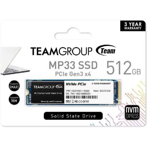 Vgradni SSD disk TEAMGROUP MP33 M.2 512GB PCIe NVMe (TM8FP6512G0C101)