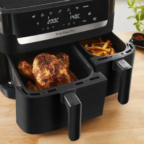 Cvrtnik na vroč zrak Tefal Dual Easy Fry EY901N10, 8,3 l, 2700 W, dvojna posoda, LCD zaslon