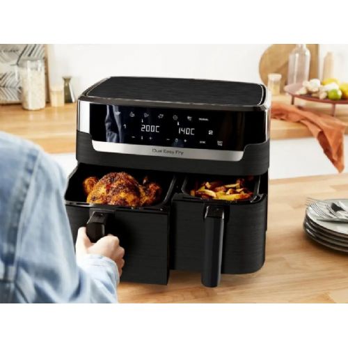 Cvrtnik na vroč zrak Tefal Dual Easy Fry EY901N10, 8,3 l, 2700 W, dvojna posoda, LCD zaslon