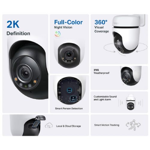 Vanjska nadzorna kamera TP-Link Tapo C510W, IR, 2K, IP65, 360°, Wi-Fi, bijela