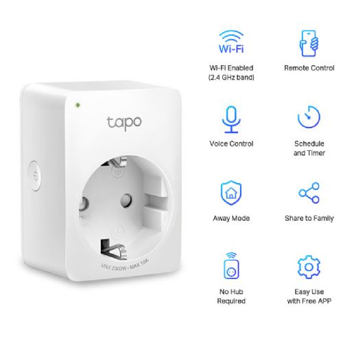 Pametna vtičnica TP-Link Tapo P100 Mini Smart WI-Fi, 2 kosa, bela
