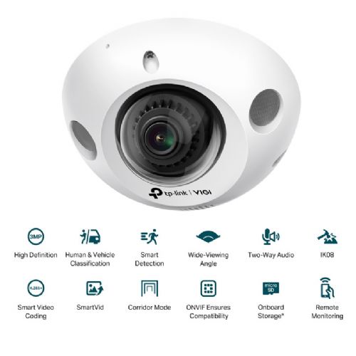 TP-LINK Vigi C230i mini 3MP (2,8mm) IR 2K bela DOME zunanja nadzorna kamera