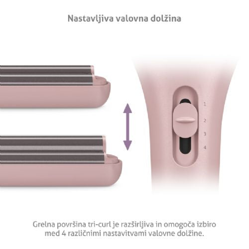 Kodralnik za lase TrueLife HairWaver W6, trojni grelni element, 4 temperature, keramična površina, hitro segrevanje, 2 m vrtljiv kabel