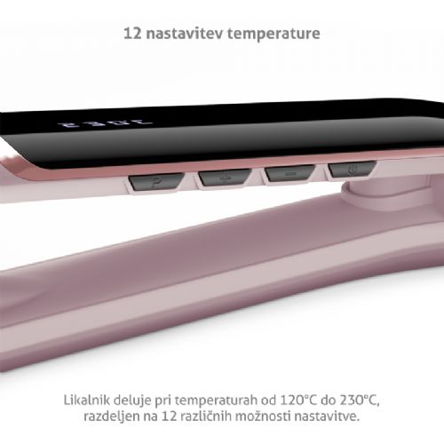 Ravnalec las TrueLife HairIron N3, keramične plošče 25 mm, ionizator UltraIonic, LED zaslon, 12 stopenj temperature