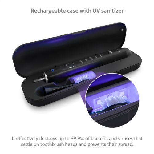 Sonična zobna ščetka TrueLife SonicBrush Clean70 UV Black, 90.000 gibov/min, 5 načinov, SmartPressure senzor, UV sterilizacija, do 70 dni delovanja, USB-C, črna