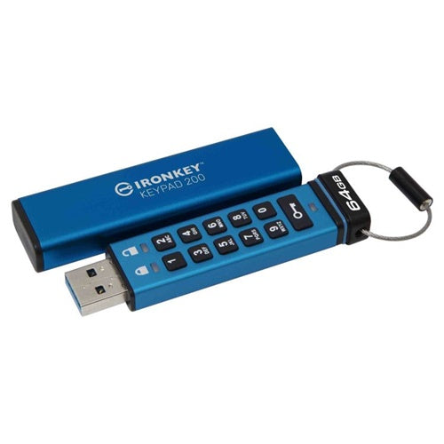 USB Kingston IronKey Keypad 200 512GB, USB-C, modra/črna