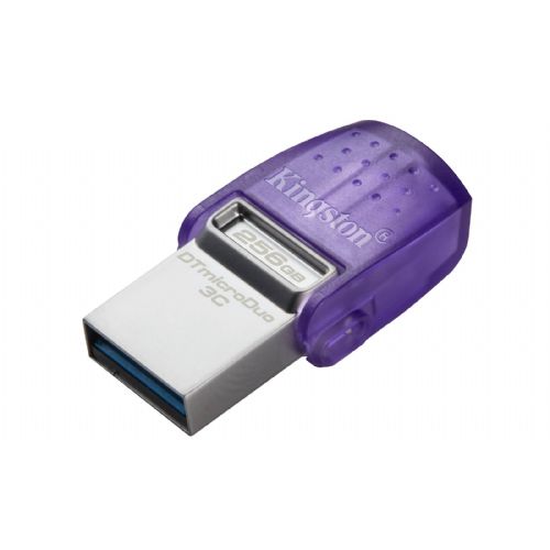 USB C & USB DISK Kingston 256GB DT microDuo3G3, 3.2 Gen1, OTG, plastičen s pokrovčkom DTDUO3CG3/256GB
