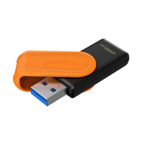 USB disk Kingston 256GB DT Exodia S, 3.2 Gen1, črn/oranžen, z vrtljivim pokrovčkom DTXS/256GB