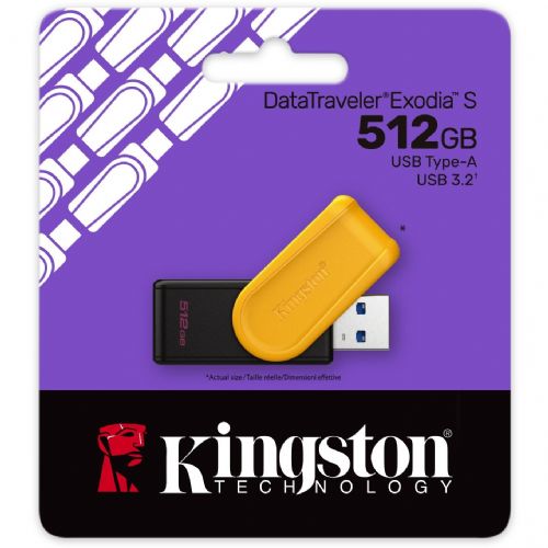 USB Kingston DataTraveler Exodia S 512 GB, USB-A 3.2 Gen 1, crno/žuti