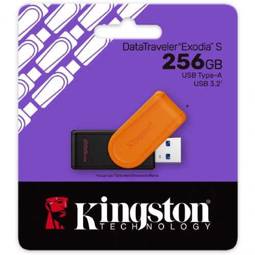 Kingston DataTraveler Exodia S USB flash pogon od 256 GB (crno/narančasti, USB-A 3.2 Gen 1)