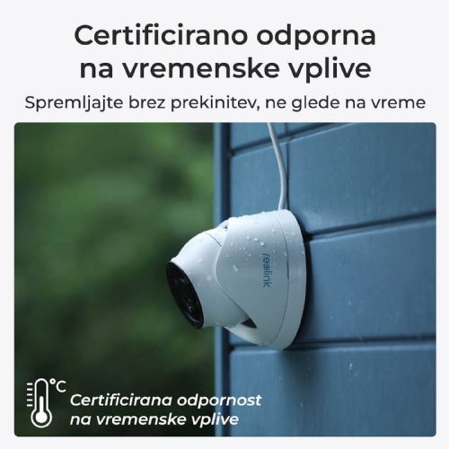 Varnostna kamera Reolink P434 Dome 4K, dvosmerni zvok, nočni vid, PoE, zaznavanje oseb/vozil, IP66 (bela/črna)