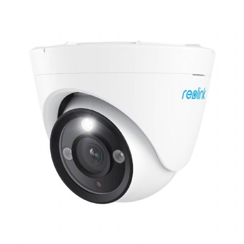 Varnostna kamera Reolink P434 Dome 4K, dvosmerni zvok, nočni vid, PoE, zaznavanje oseb/vozil, IP66 (bela/črna)
