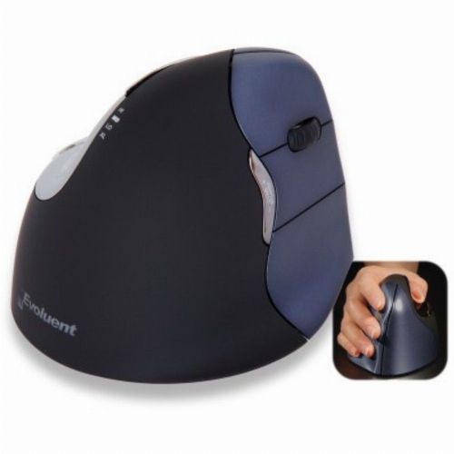Vertikalna miška Evoluent Vertical Mouse 4 Wireless RH, črna/modra