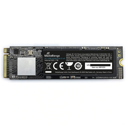 Ugrađeni SSD MediaRange MR1033 1TB (PCie 3.1 x4 (20 Gb/s), NVMe, M.2 2280, interni)