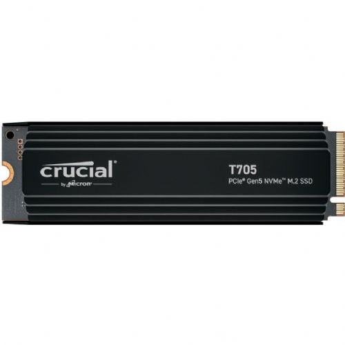 Vgradni SSD Crucial T705 4 TB SSD (črn, PCIe 5.0 x4, NVMe 2.0, M.2 2280, vključno z aluminijastim hladilnikom)
