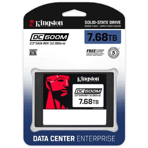 Vgradni SSD disk Kingston DC600M 7680 GB, 2,5", Sata 6 GB/s,branje 560 MB/s, pisanje 530 MB/s, črna