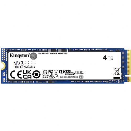 Vgradni SSD Kingston NV3 4 TB PCIe 4.0 x4, NVMe, M.2 2280, pisanje 5.000 Mb/s, branje 6.000 Mb/s