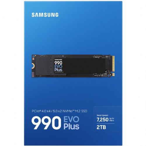 Vgradni SSD Samsung 990 EVO Plus 2 TB PCIe 4.0 x4 / 5.0 x2, NVMe 2, M.2 2280, 7.250 Mb/s branje, 6.300 Mb/s pisanje, črna