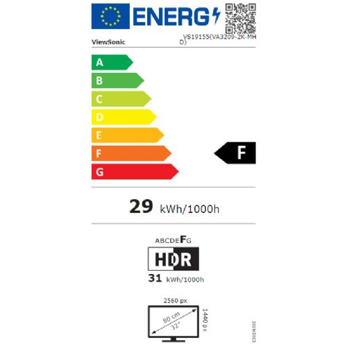 Monitor ViewSonic VA3209-2K-MHD, 81,28 cm (32"), QHD, IPS, LED LCD, SP/DP/HDMI
