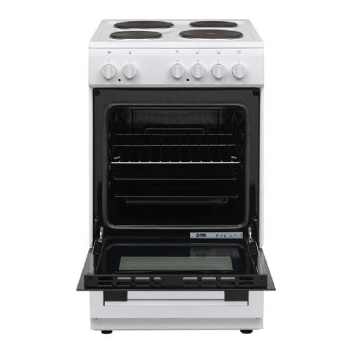 Električni štedilnik VOX EHB 5010 WG, 4 električne plošče, ventilacijska pečica (55 l), bel