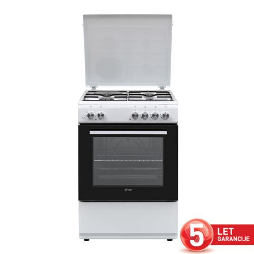 Kombinirani štedilnik Vox GHB 6310 W, razred A, 3 x plin, 1 x elektrika, pečica 72 l, 60 x 85 x 60, bel