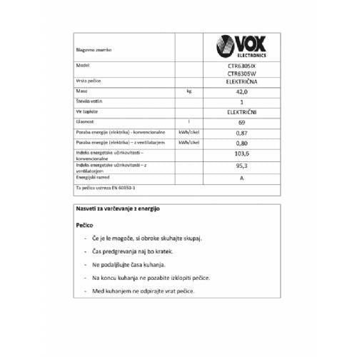 Kombinirani štedilnik VOX GTR 6315 IX, 3 x plin + 1 x elektrika, ventilacijska pečica (69 l)