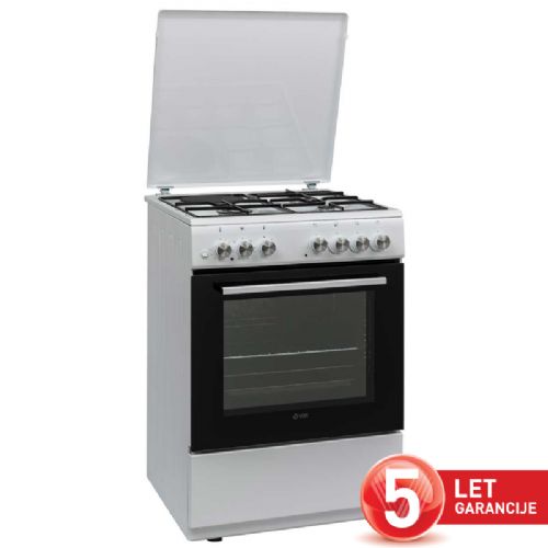 Kombinirani štedilnik VOX GTR 6315 W, 1 električna + 3 plinske plošče, ventilacijska pečica (69 l), bel