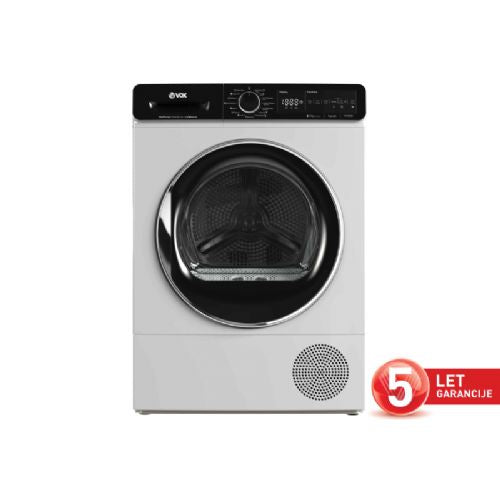 Kondenzacijskim sušilni stroj VOX THP 920 E, razred E, 9 kg, 15 programov, SensoTouch upravljanje, toplotna črpalka