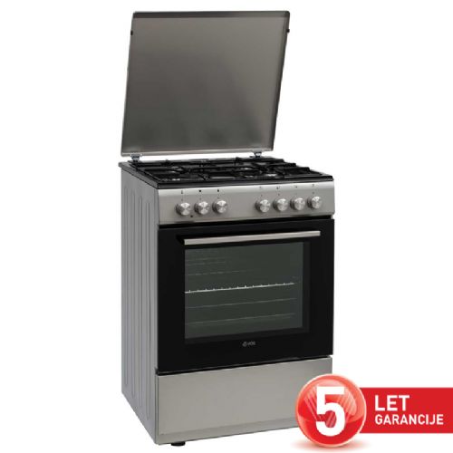 Plinski štedilnik VOX GTR 6400 S, 4 plinske plošče, ventilacijska pečica (65 l), srebrn