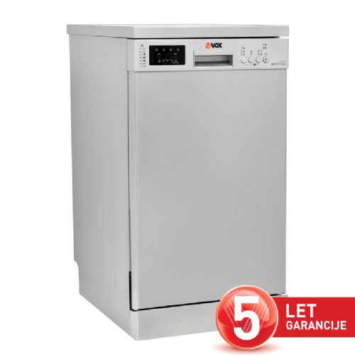 Samostojeća perilica posuđa VOX LC 4745 IX E, klasa E, 10 mjesta, 7 programa, srebrna boja