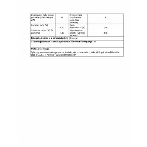 Pralni stroj VOX WM 1065-SYTQD, razred D, 6 kg, 1000 obr./min, 15 programov, 59,7 x 84,5 x 41,6 cm, bela