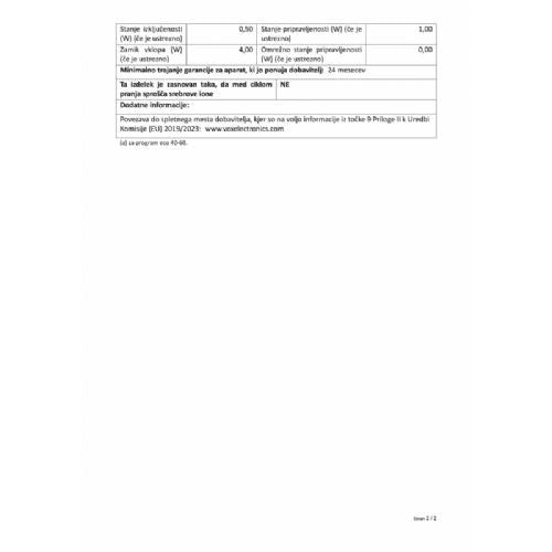 Pralni stroj Vox WM 1070-T14D, 7 kg, 1000 obr./min, razred D, 15 programov