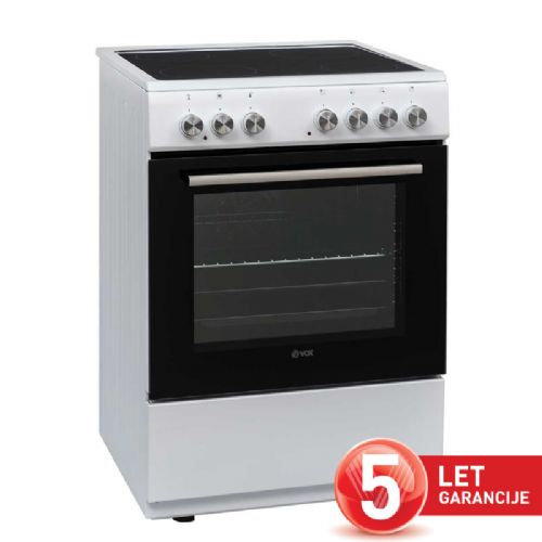 Steklokeramični štedilnik VOX CHT 6000 W, 4 steklokeramične plošče, ventilacijska pečica (69 l), 60 x 85 x 60 cm