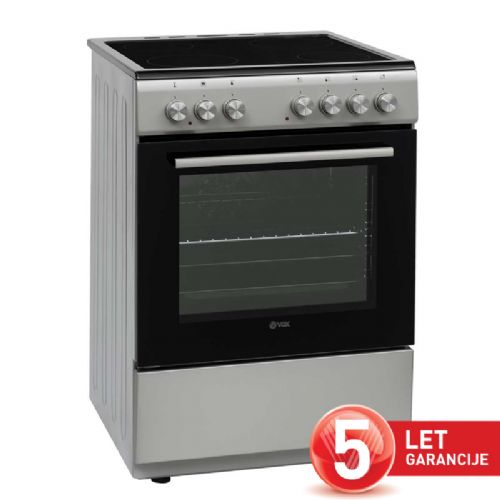 Steklokeramični štedilnik VOX CHT 6105S, 4 steklokeramične plošče, ventilacijska pečica (69 l), srebrn