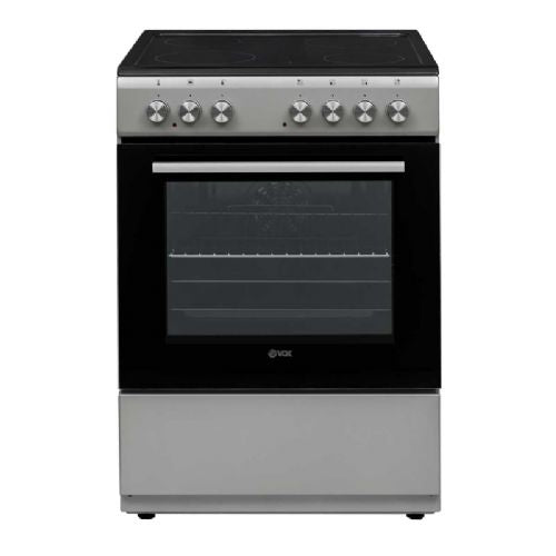 Steklokeramični štedilnik VOX CHT 6105S, 4 steklokeramične plošče, ventilacijska pečica (69 l), srebrn