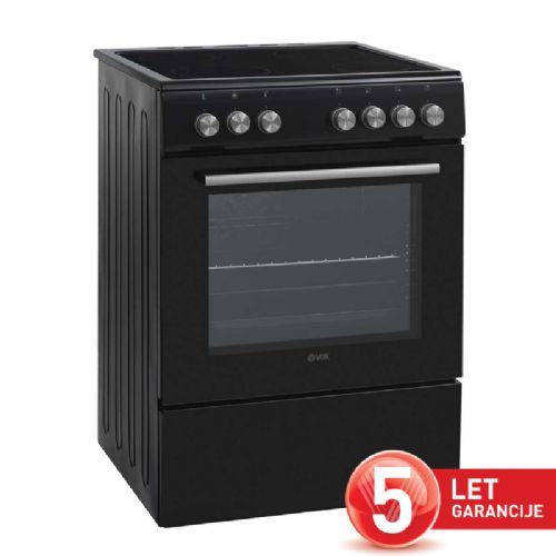 Staklokeramička peć VOX CHT 6205 B, 4 staklokeramičke ploče, ventilacijska pećnica (69 l), crna