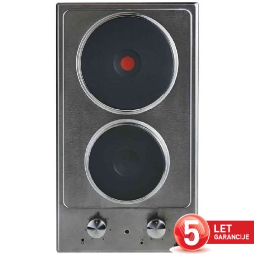 Vgradna električna kuhalna plošča VOX EBX200 EIX, 2 kuhališči, 3000 W, inox, stransko upravljanje