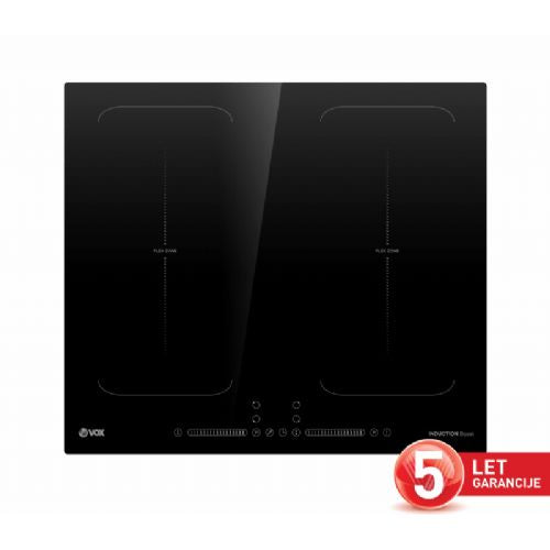 Indukcijska ploča za kuhanje VOX EBI 402F, 4 zone / 2 fleksibilne zone, 7400 W, klizač SensoTouch, Boost, crna