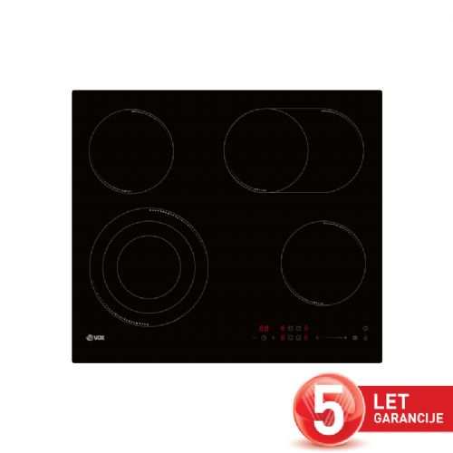 Radiacijska kuhalna plošča VOX EBC 425, 4 radiacijske cone, SensoTouch, razširjene zone, črna