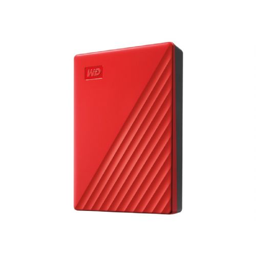 WD My Passport 4TB – prenosni zunanji trdi disk (HDD), USB 3.0, združljiv z USB 2.0, rdeč, maloprodajna embalaža