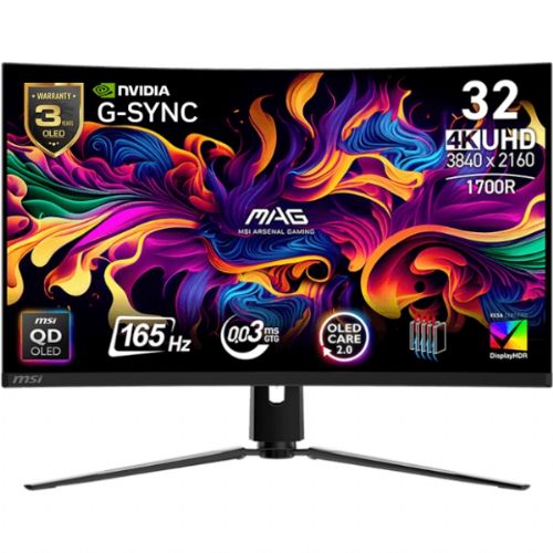 Monitor MSI MAG 321CUP QD-OLED 80,0 cm (31.5") / UHD / 165Hz / 0,03ms MPRT / črn - nastavljiv po višini - PD 15W 80,0 cm / 3840x2160